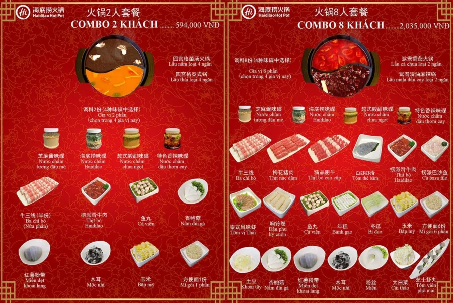 Giá Menu Combo Haidilao Times City